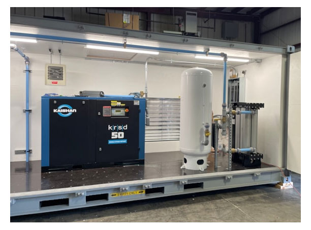 50 HP Rotary Screw Compressor with Desiccant Dryer and Filtration System in 20ft Container