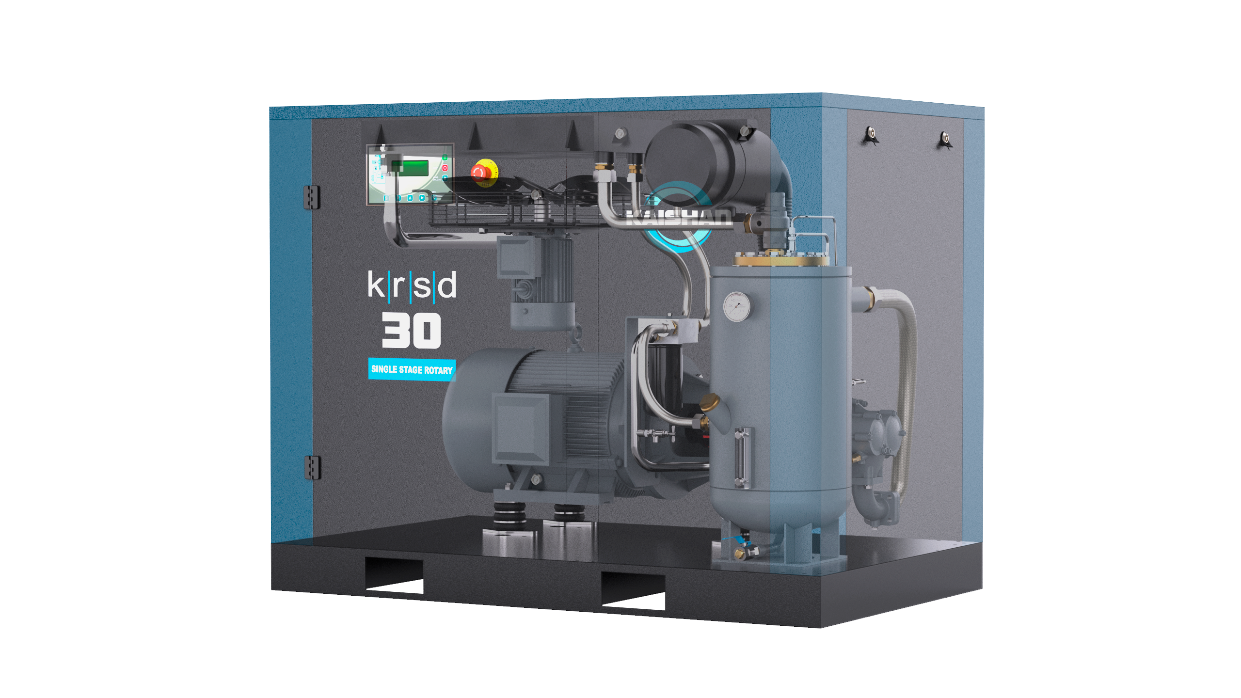 Kaishan USA KRSD-030A2V4S8U , 30 HP Rotary Screw Air Compressor, VSD ...