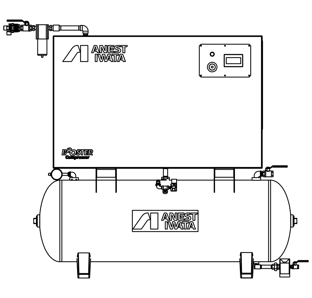 Anest Iwata Model OFBSTE Tank Mounted Oil-Free Piston Air Compressor